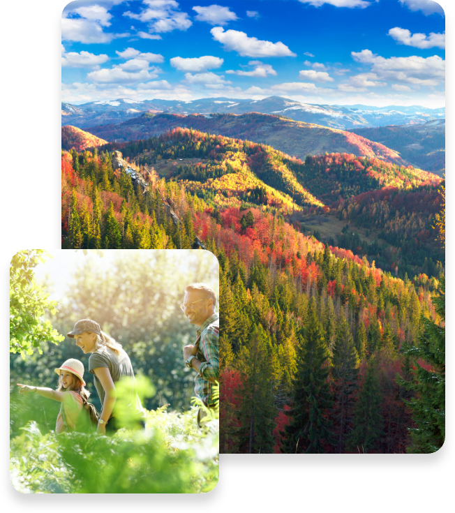 New Hampshire scenery and a family hiking